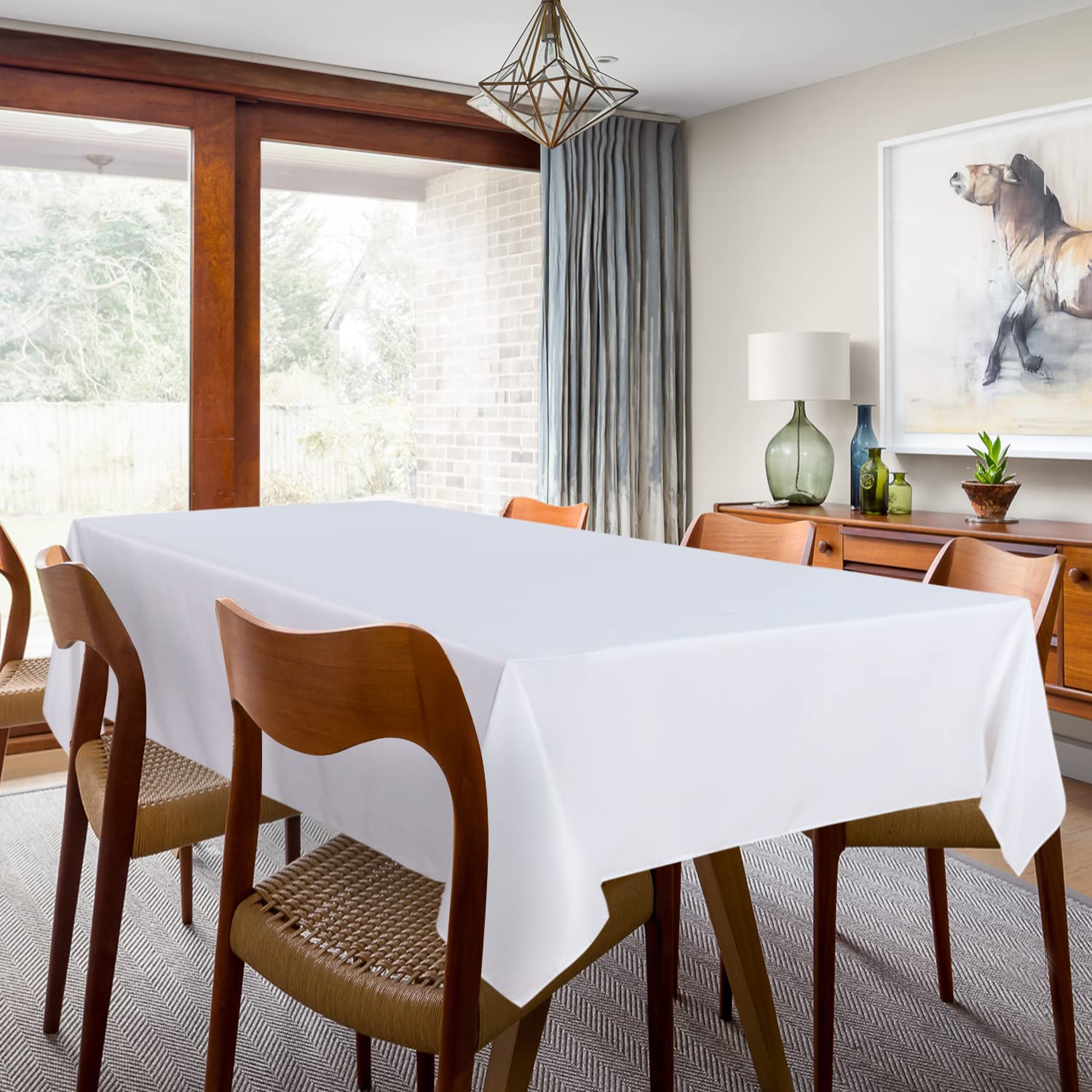 Sancua 2 Pack White Tablecloth 54 X 78 Inch, Rectangle 4 Feet Table Cloth - Stain And Wrinkle Resistant Washable Polyester Table